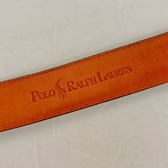 SOLD Polo Ralph Lauren Leather Belt Men's 42 Black Pony Leather Embossed Logo - Picture 5 of 8